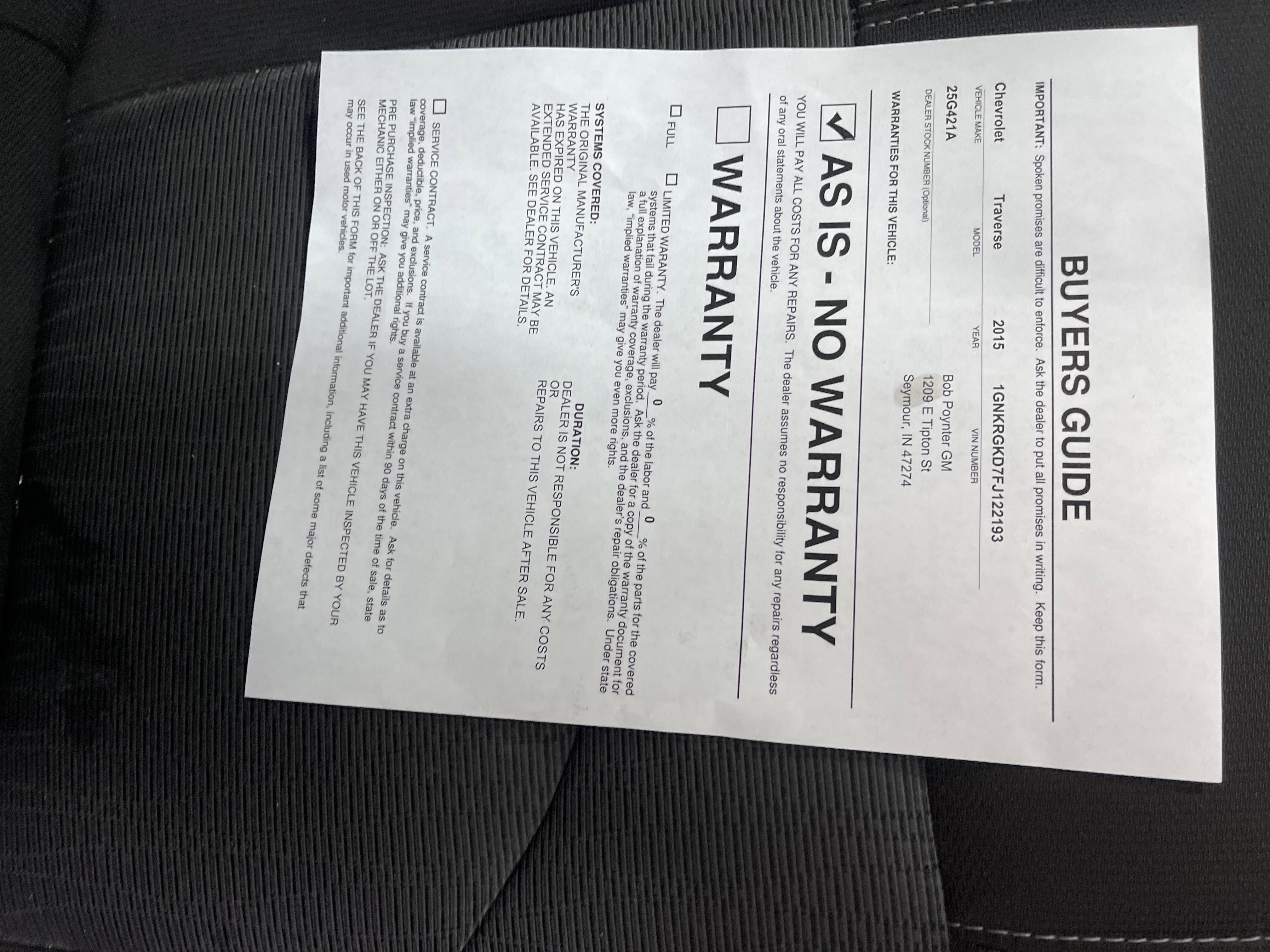 Used 2015 Chevrolet Traverse LT w/ Style and Technology Package image 7