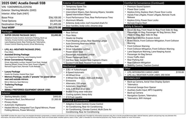 Used 2025 GMC Acadia Denali w/ Super Cruise Package AWD/4WD image 50