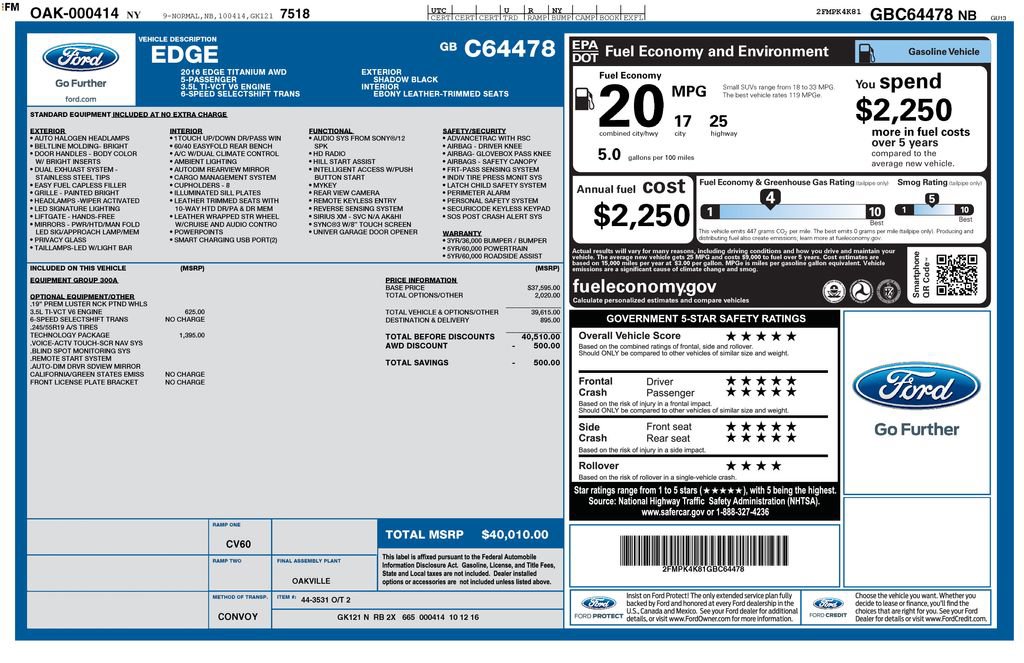 Used 2016 Ford Edge Titanium w/ Technology Package image 38
