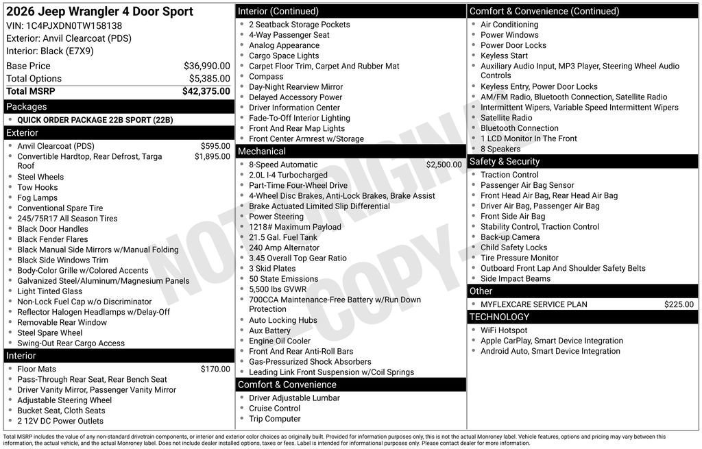 New 2026 Jeep Wrangler Sport image 51