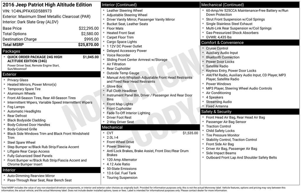Used 2016 Jeep Patriot High Altitude FWD image 30