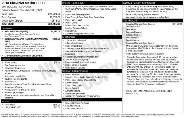 Used 2018 Chevrolet Malibu LT w/ Redline Edition FWD image 35