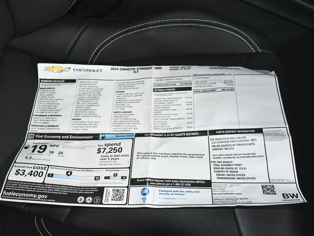 Used 2024 Chevrolet Corvette Stingray Convertible RWD image 54