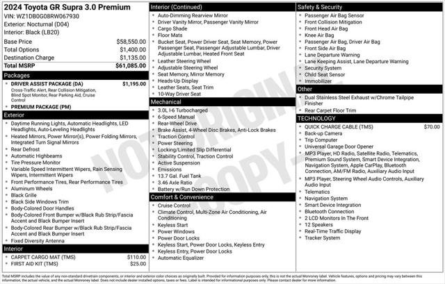 Certified 2024 Toyota Supra Premium w/ Driver Assist Package RWD image 5
