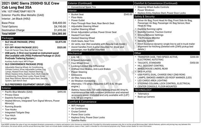 Used 2021 GMC Sierra 2500 SLE w/ SLE Value Package;