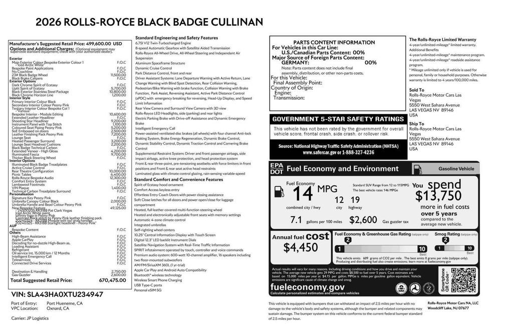 Certified 2026 Rolls-Royce Cullinan Black Badge AWD/4WD image 40