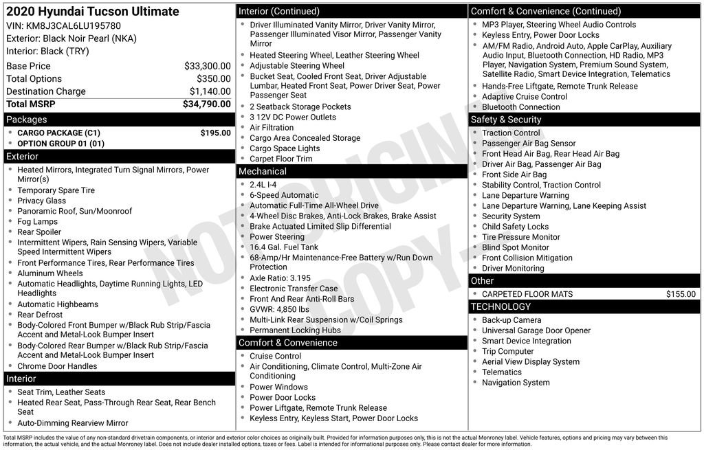 Used 2020 Hyundai Tucson Ultimate w/ Cargo Package image 34