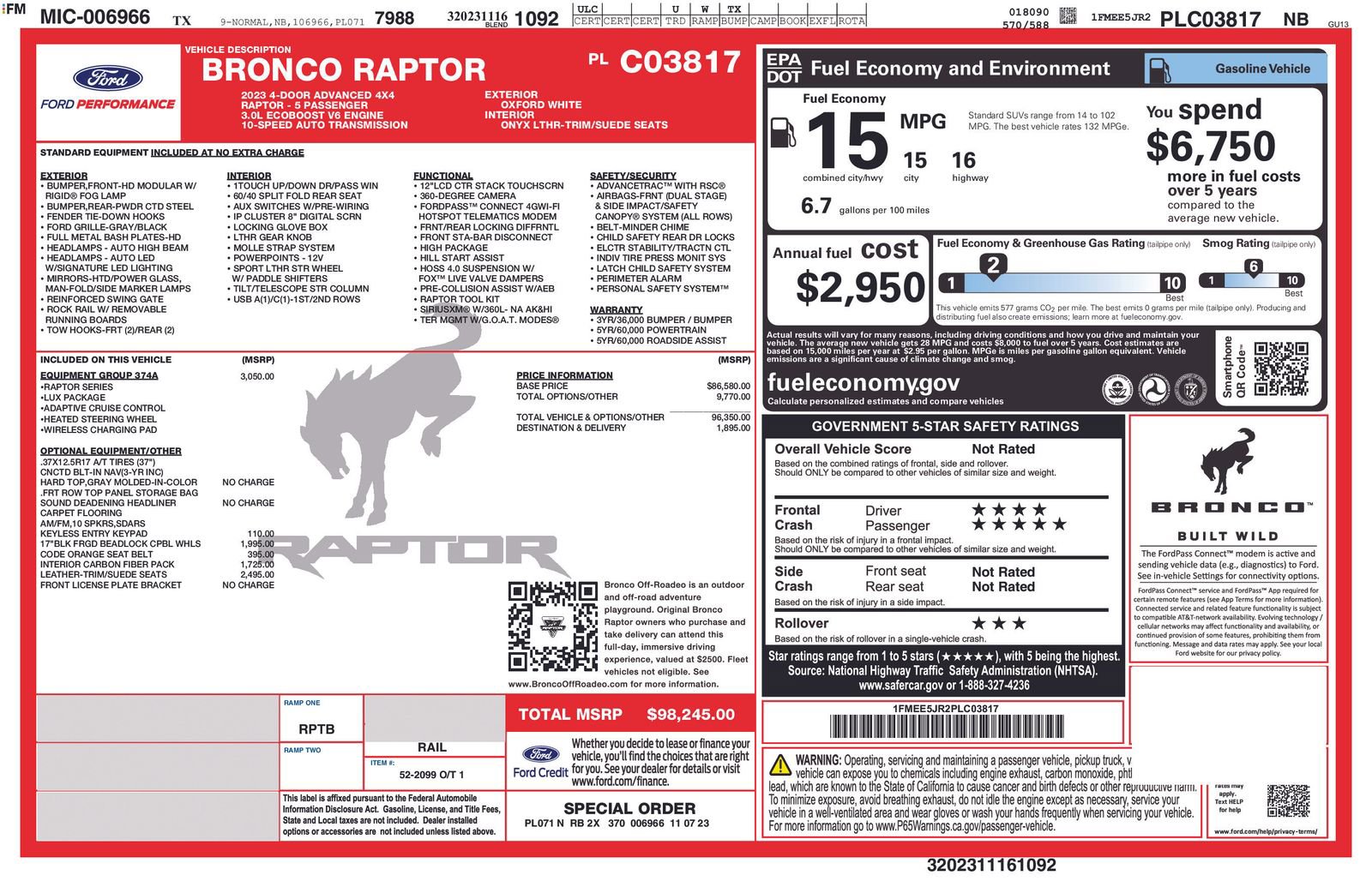 Used 2023 Ford Bronco Raptor image 15