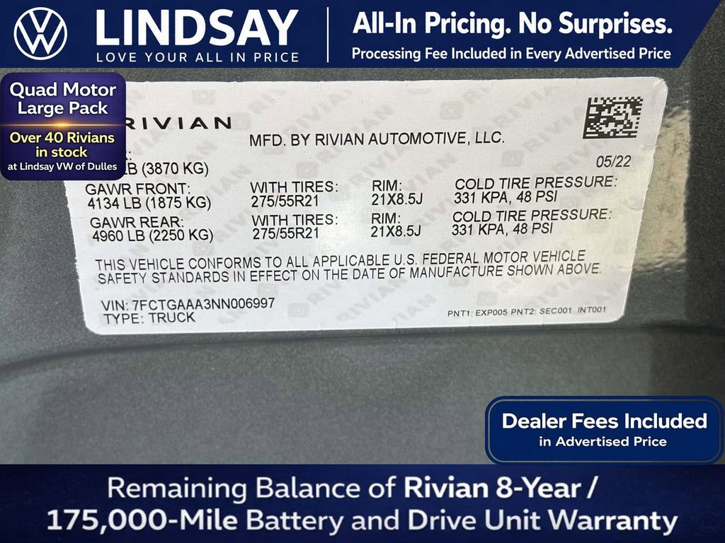 Used 2022 Rivian R1T Adventure AWD/4WD image 27