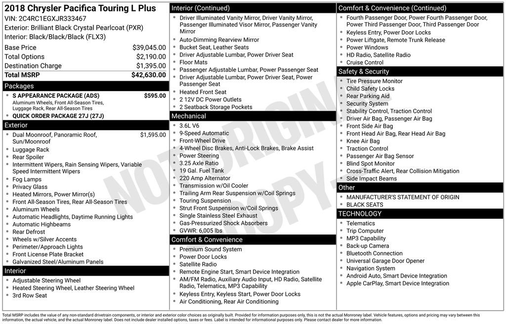 Used 2018 Chrysler Pacifica Touring-L Plus w/ S Appearance Package FWD image 28