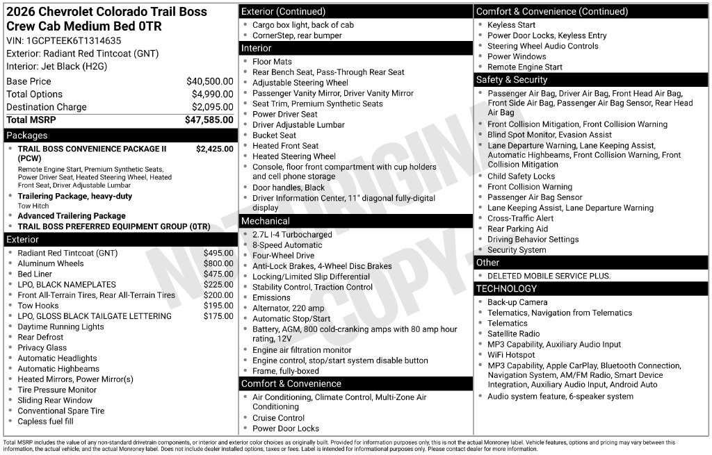 New 2026 Chevrolet Colorado Trail Boss AWD/4WD image 4