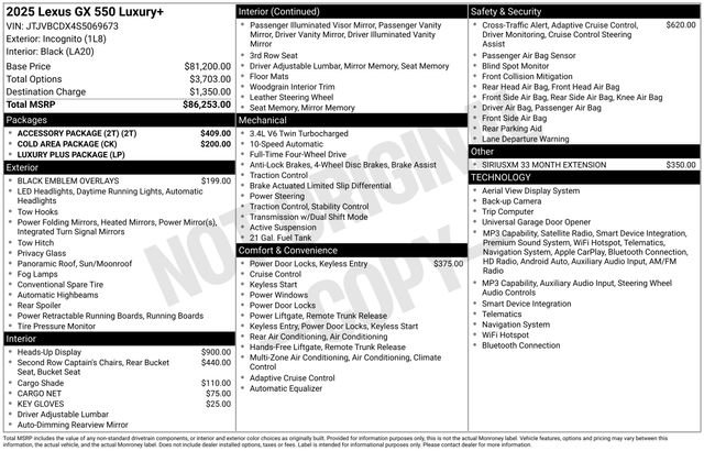 Used 2025 Lexus GX 550 w/ Accessory Package (2T) AWD/4WD image 26