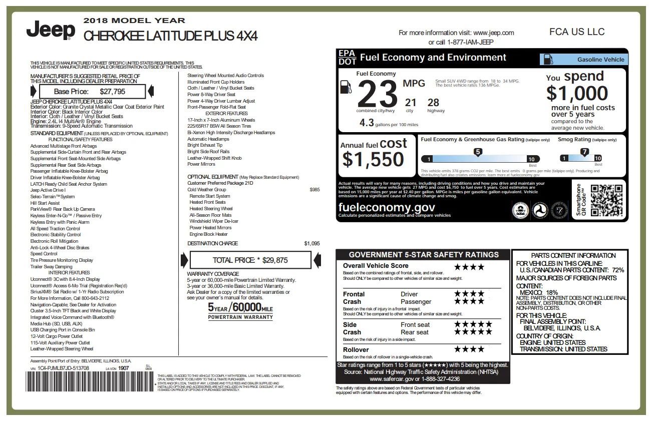 Used 2018 Jeep Cherokee Latitude Plus w/ Cold Weather Group image 16