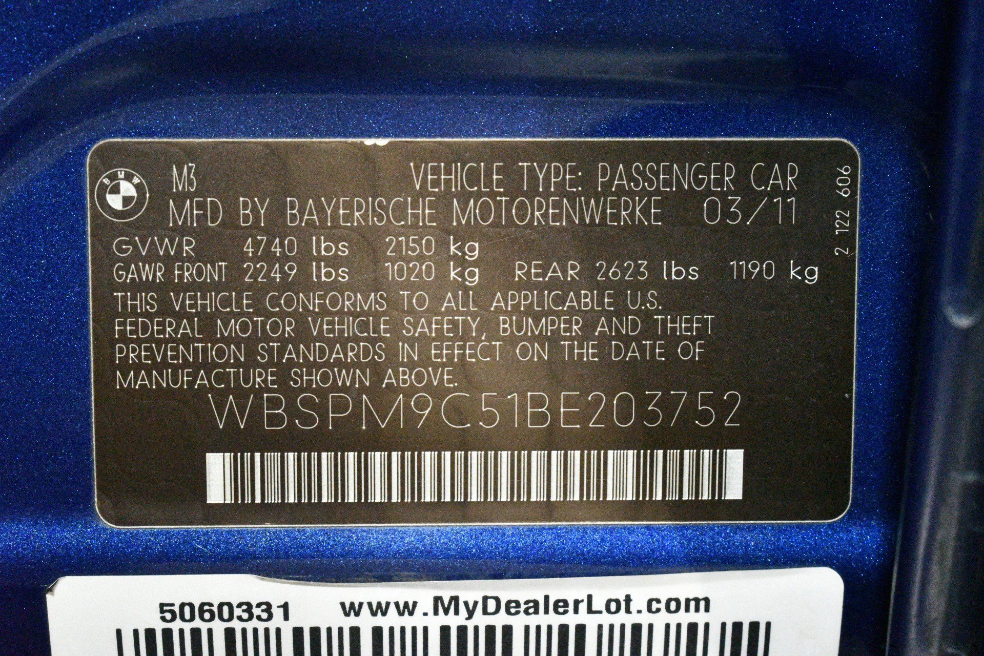 Used 2011 BMW M3 Sedan RWD image 98
