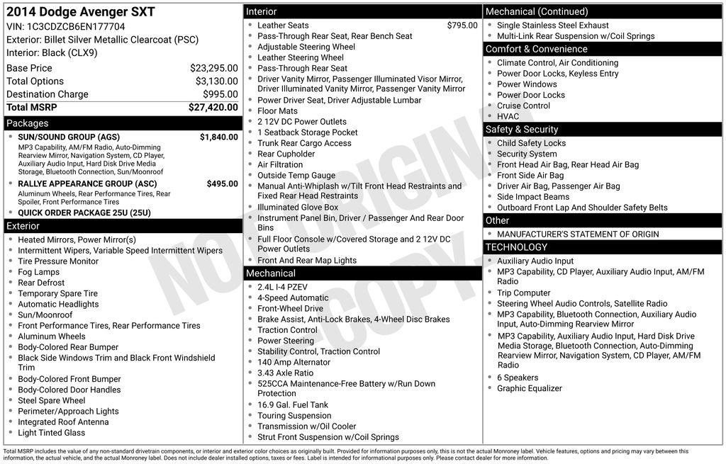 Used 2014 Dodge Avenger SXT w/ Sun/Sound Group FWD image 31