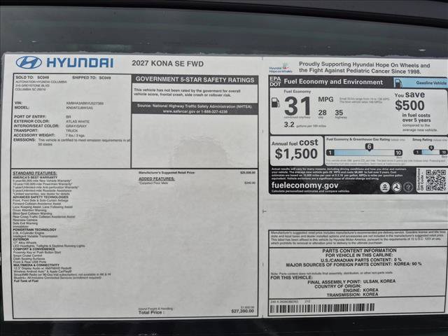 New 2027 Hyundai Kona SE FWD image 17
