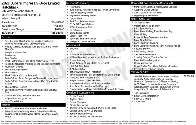 Used 2022 Subaru Impreza 2.0i Limited image 4