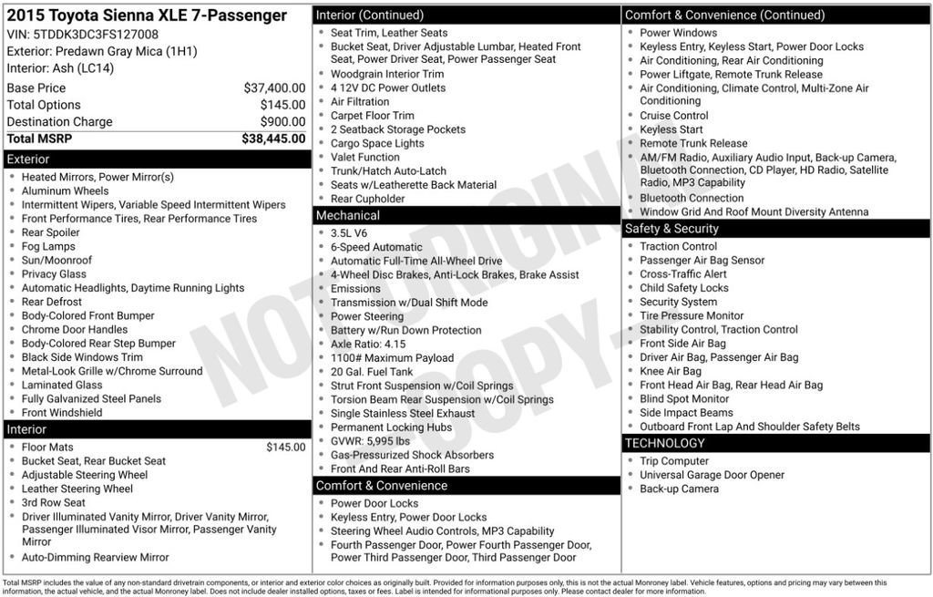 Used 2015 Toyota Sienna XLE AWD/4WD image 3