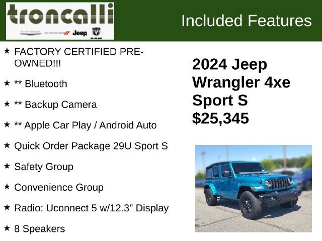Certified 2024 Jeep Wrangler Unlimited w/ Convenience Group AWD/4WD image 5