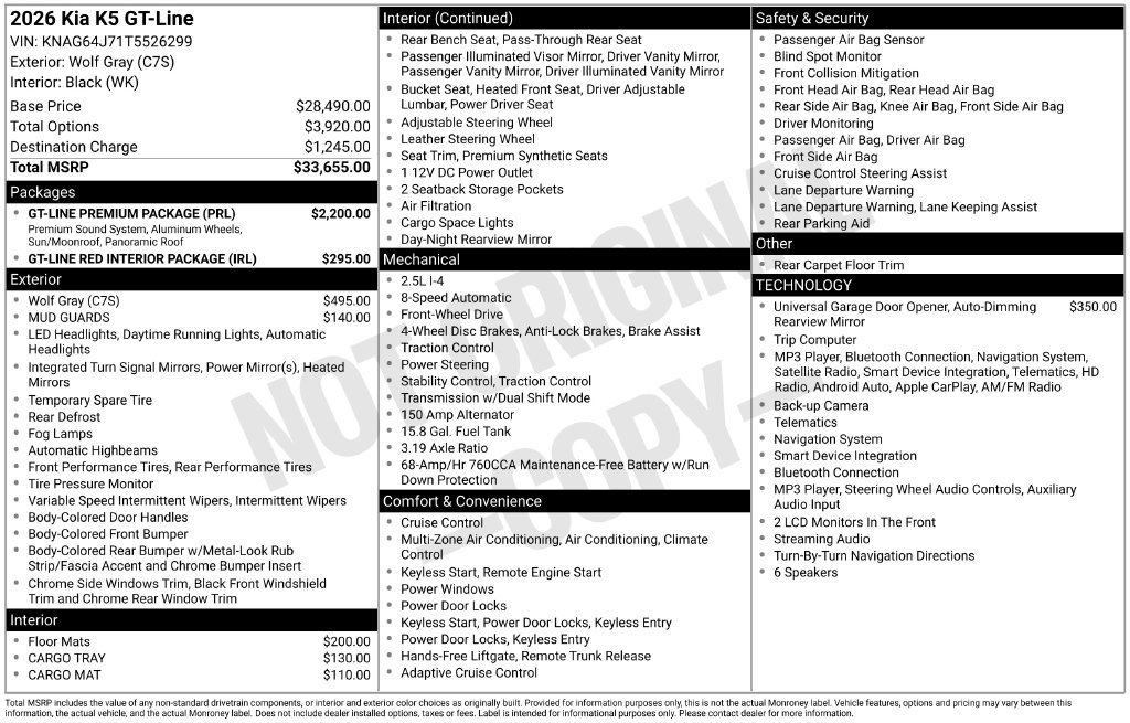 New 2026 Kia K5 GT-Line w/ GT-Line Premium Package FWD image 27