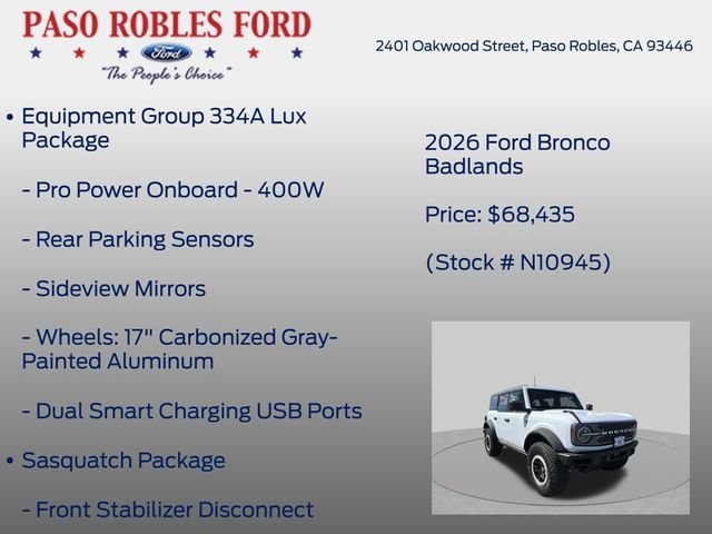 New 2026 Ford Bronco Badlands AWD/4WD image 18