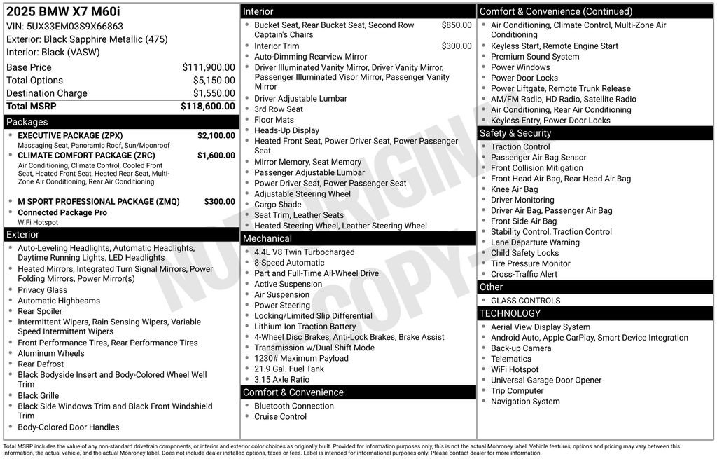 Used 2025 BMW X7 M60i w/ Executive Package image 37