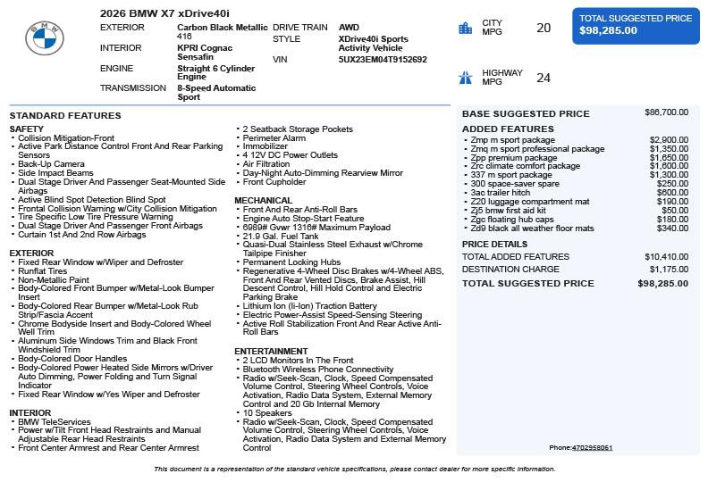 Used 2026 BMW X7 xDrive40i w/ M Sport Package AWD/4WD image 3