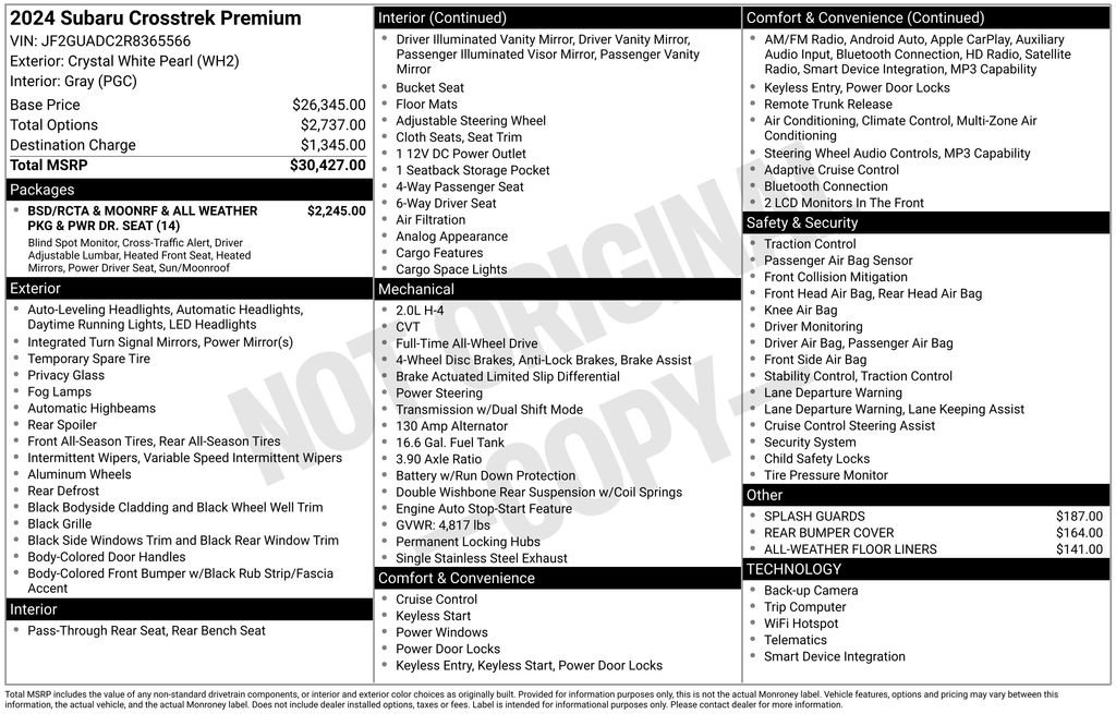 Used 2024 Subaru Crosstrek 2.0i Premium image 38