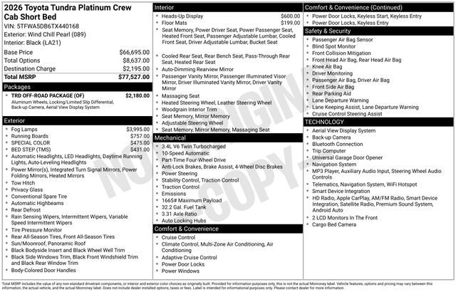 New 2026 Toyota Tundra Platinum w/ TRD Off-Road Package AWD/4WD image 32