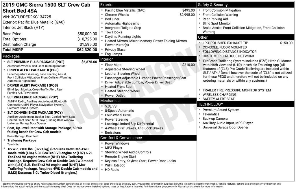 Used 2019 GMC Sierra 1500 SLT w/ SLT Premium Plus Package image 37