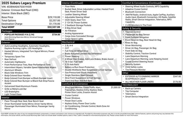 Used 2025 Subaru Legacy Premium w/ Popular Package #1A image 38