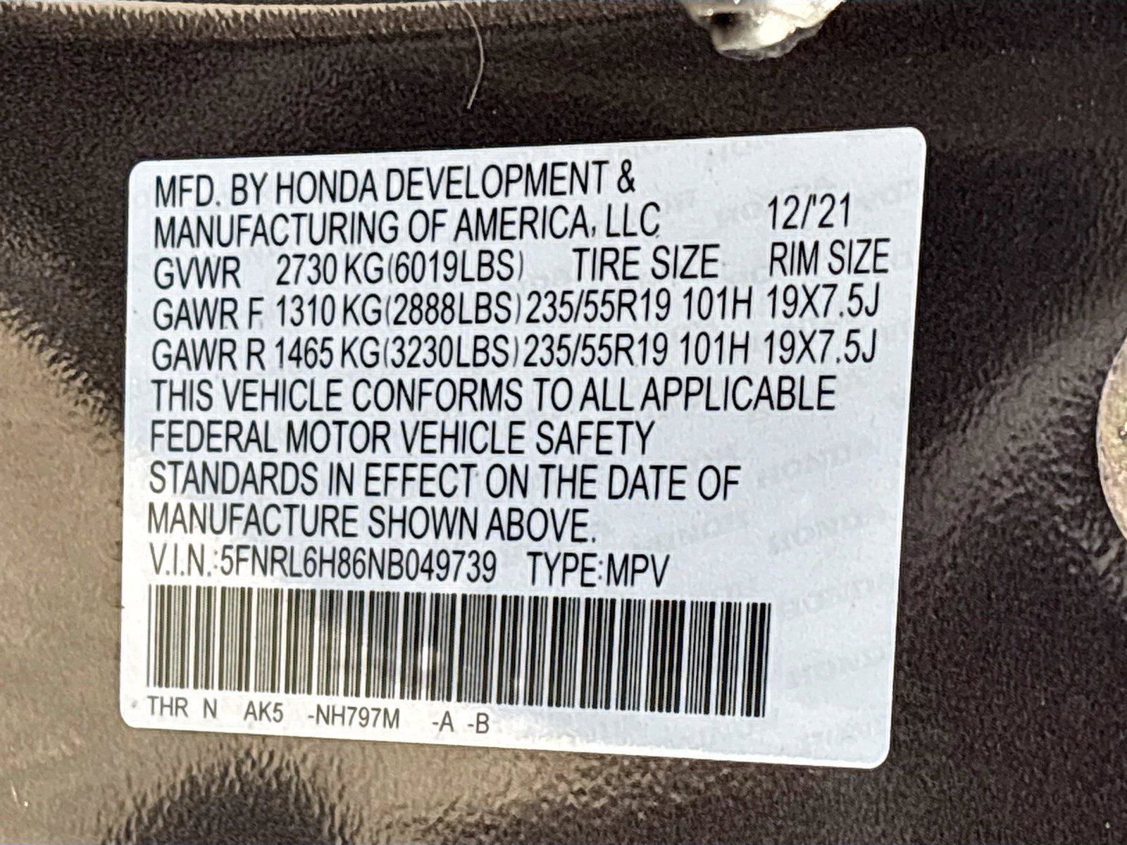 Certified 2022 Honda Odyssey Touring image 39