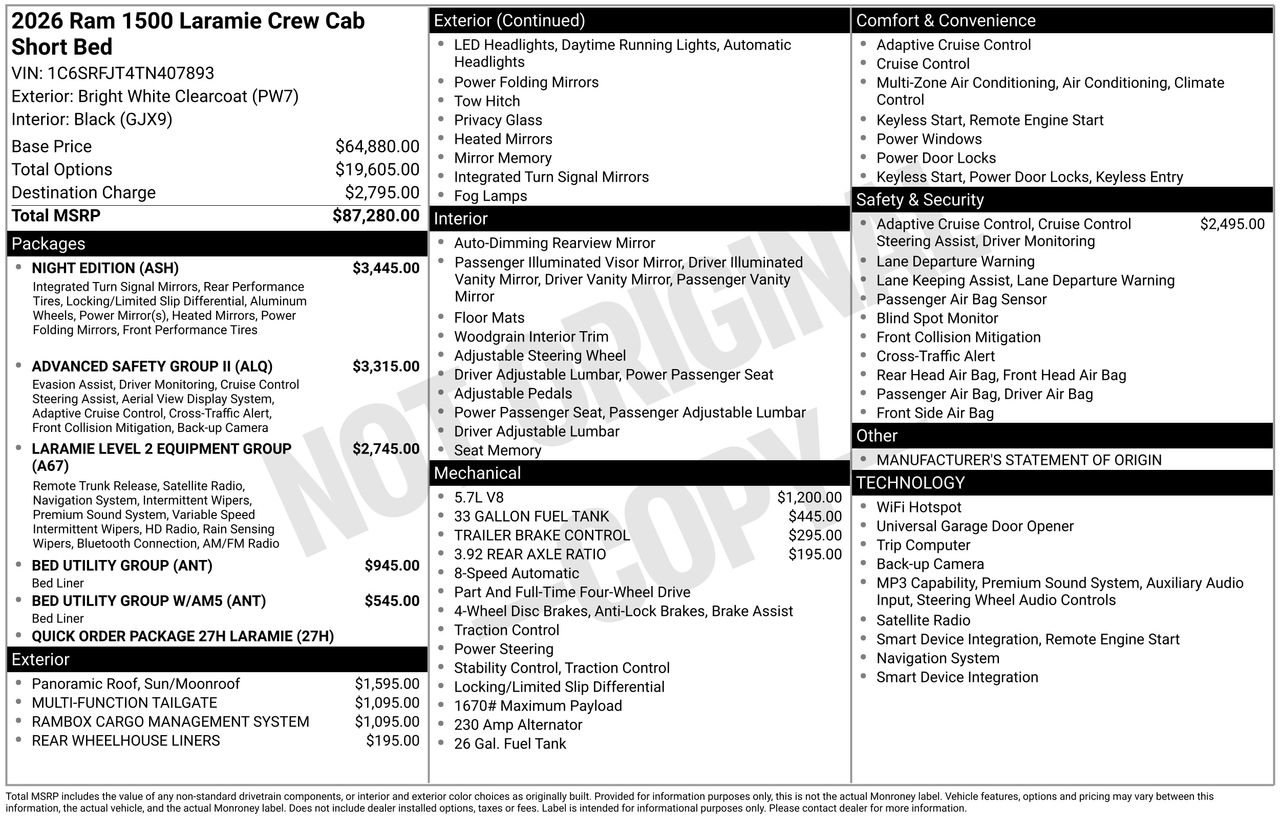 New 2026 RAM 1500 Laramie w/ Night Edition AWD/4WD image 42