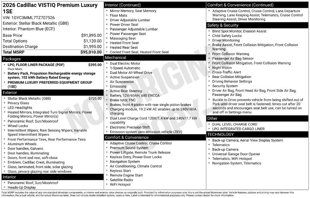 New 2026 Cadillac Vistiq Premium Luxury w/ LPO, Floor Liner Package AWD/4WD image 18