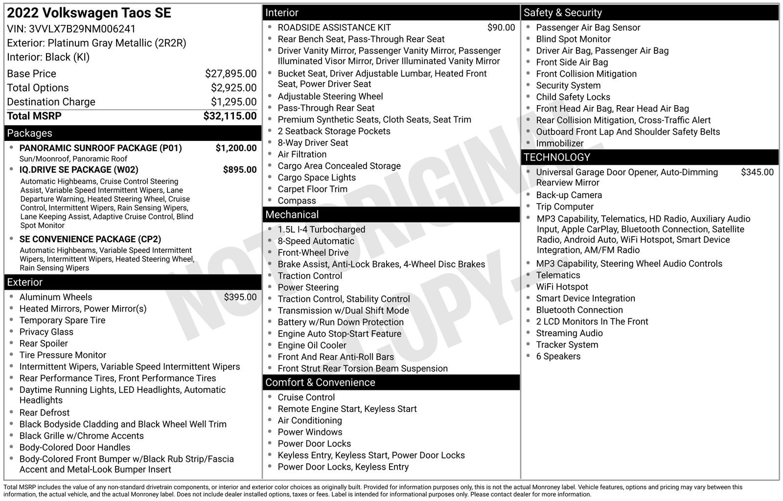 Used 2022 Volkswagen Taos SE w/ Panoramic Sunroof Package FWD image 8