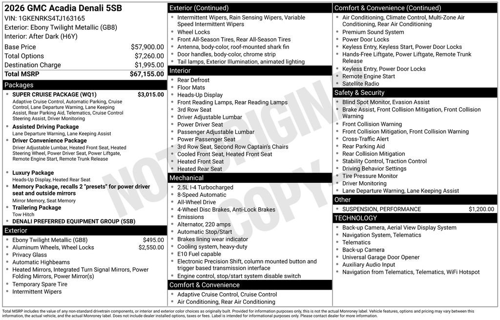 New 2026 GMC Acadia Denali w/ Super Cruise Package image 16
