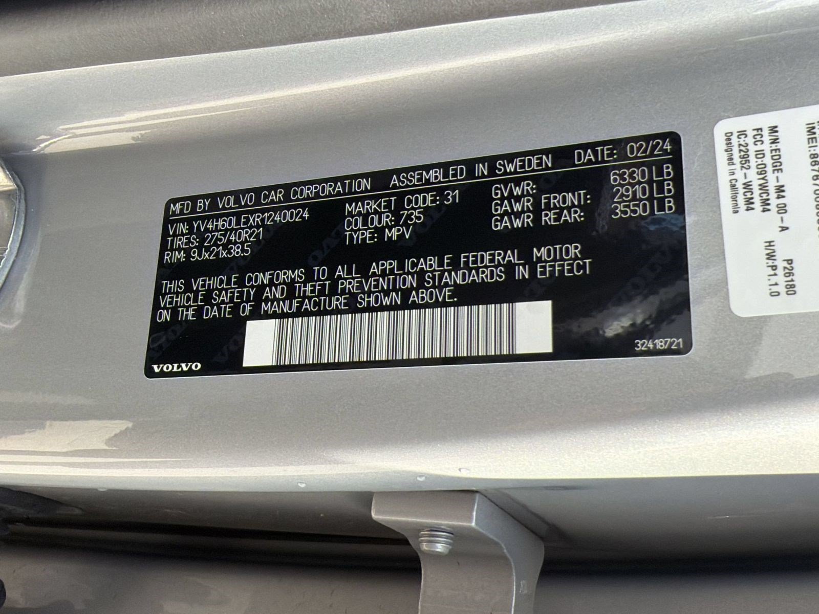 Used 2024 Volvo XC90 T8 Plus w/ Protection Package Premier AWD/4WD image 25
