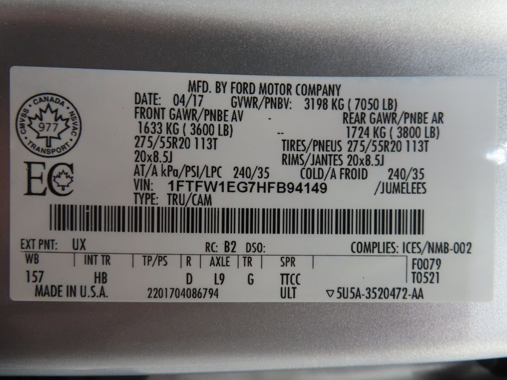Used 2017 Ford F150 Lariat w/ Equipment Group 501A Mid AWD/4WD image 71