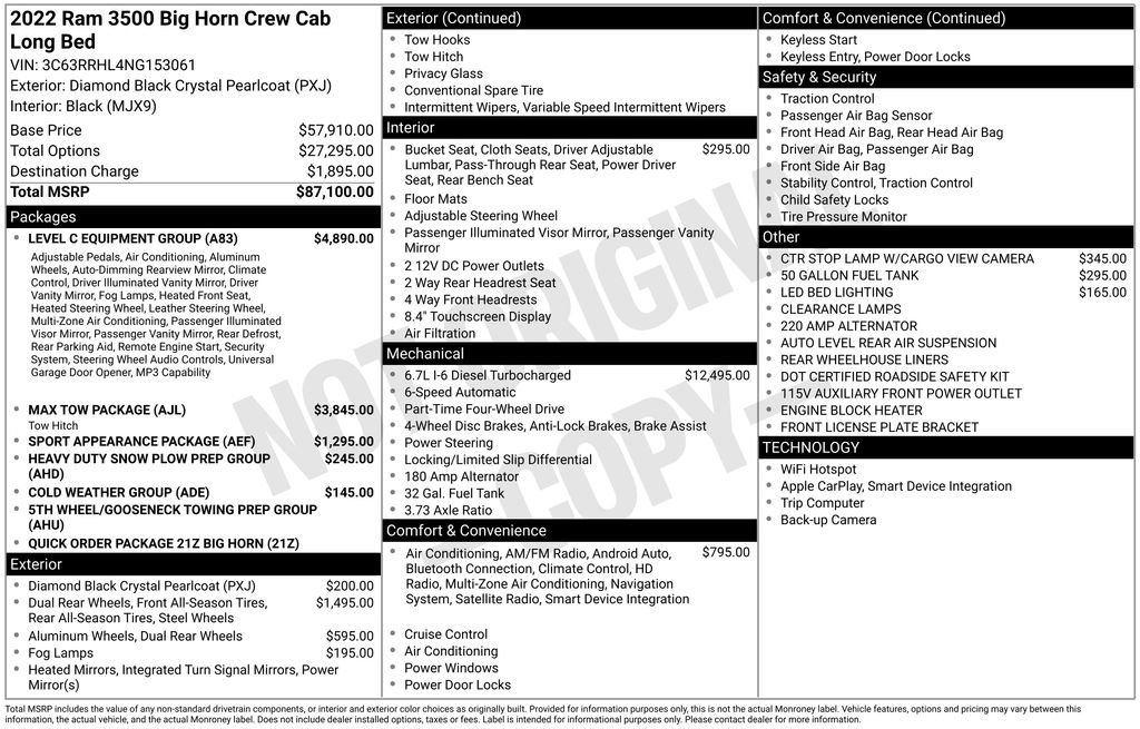 Used 2022 RAM 3500 Big Horn w/ Level C Equiment Group image 36