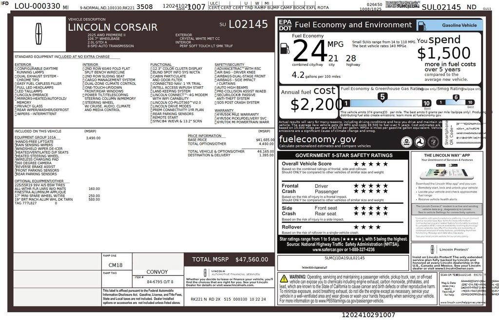 Used 2025 Lincoln Corsair AWD w/ Equipment Group 101A image 40
