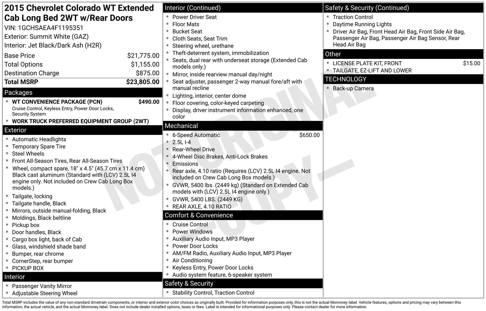 Used 2015 Chevrolet Colorado W/T w/ WT Convenience Package RWD image 4