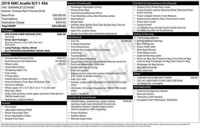 Used 2018 GMC Acadia SLT w/ LPO, Floor Liner Package FWD image 23