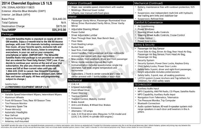 Used 2014 Chevrolet Equinox LS FWD image 2