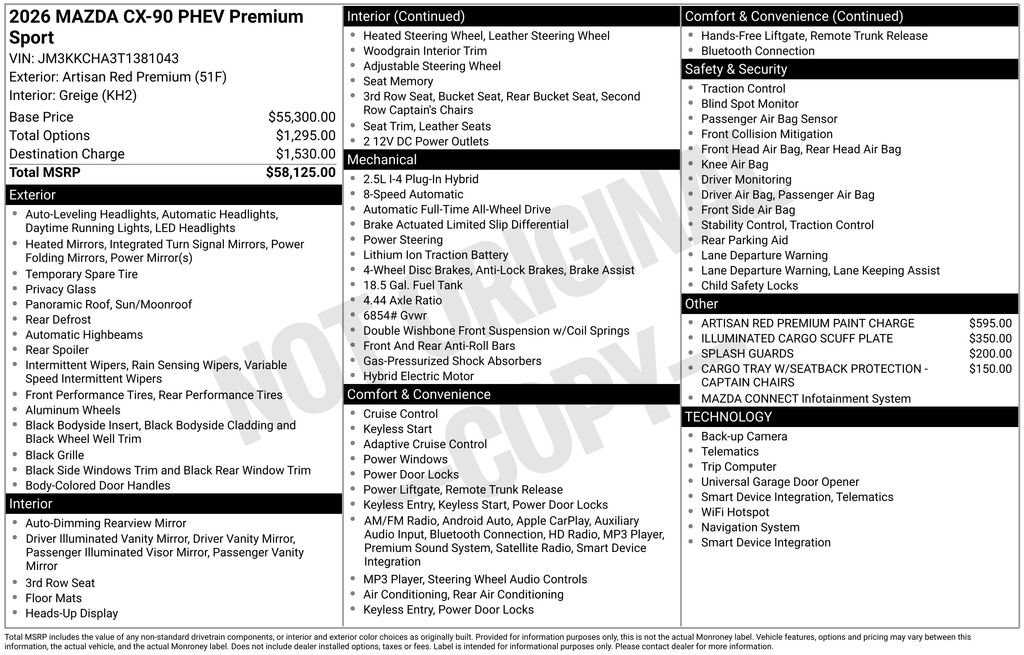 New 2026 MAZDA CX-90 Plug-In Hybrid w/Premium Sport AWD/4WD image 6