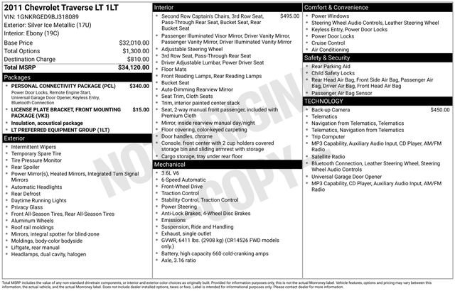 Used 2011 Chevrolet Traverse LT w/ Personal Connectivity Package FWD image 7