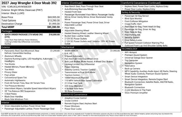 New 2027 Jeep Wrangler Unlimited Rubicon 392 AWD/4WD image 46