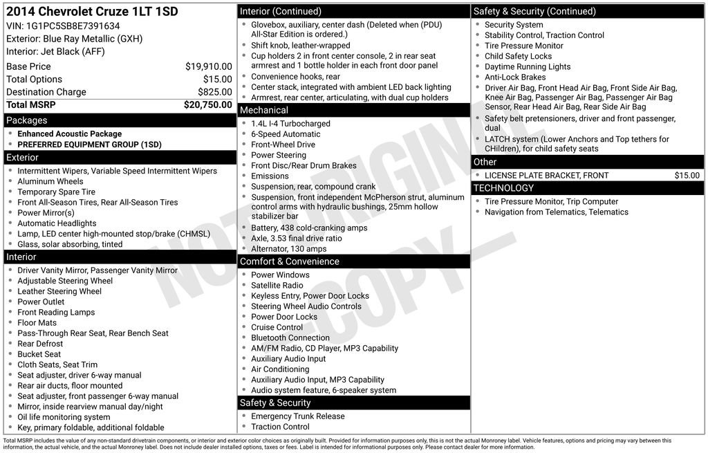 Used 2014 Chevrolet Cruze LT image 22