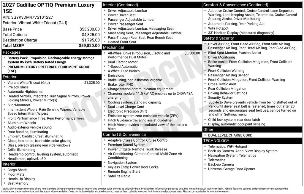 New 2027 Cadillac Optiq Premium Luxury AWD/4WD image 4