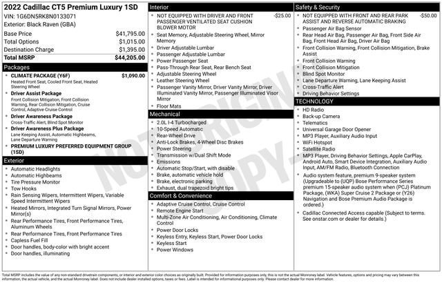 Certified 2022 Cadillac CT5 Premium Luxury w/ Climate Package RWD image 35