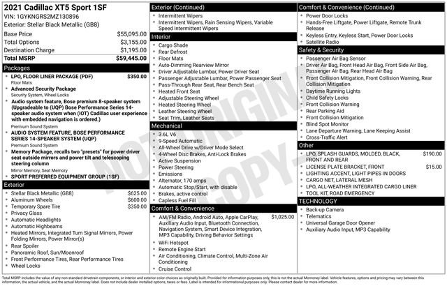 Used 2021 Cadillac XT5 Sportv w/ LPO, Floor Liner Package AWD/4WD image 31